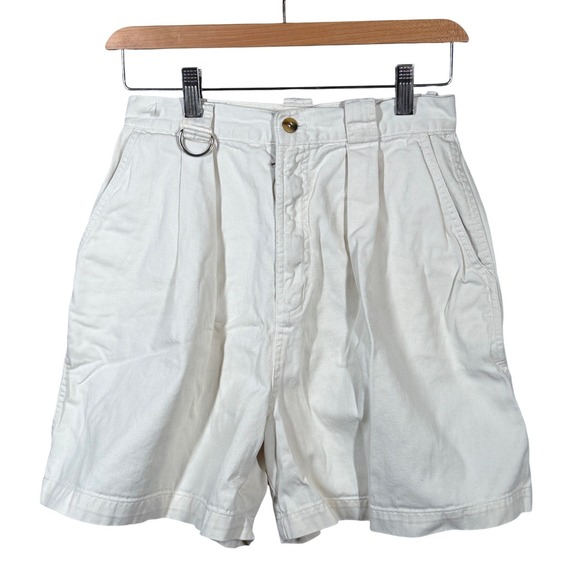 90s Basic Editions White Pleated High Waisted Shorts Cotton Women's 9/10 - Picture 11 of 11